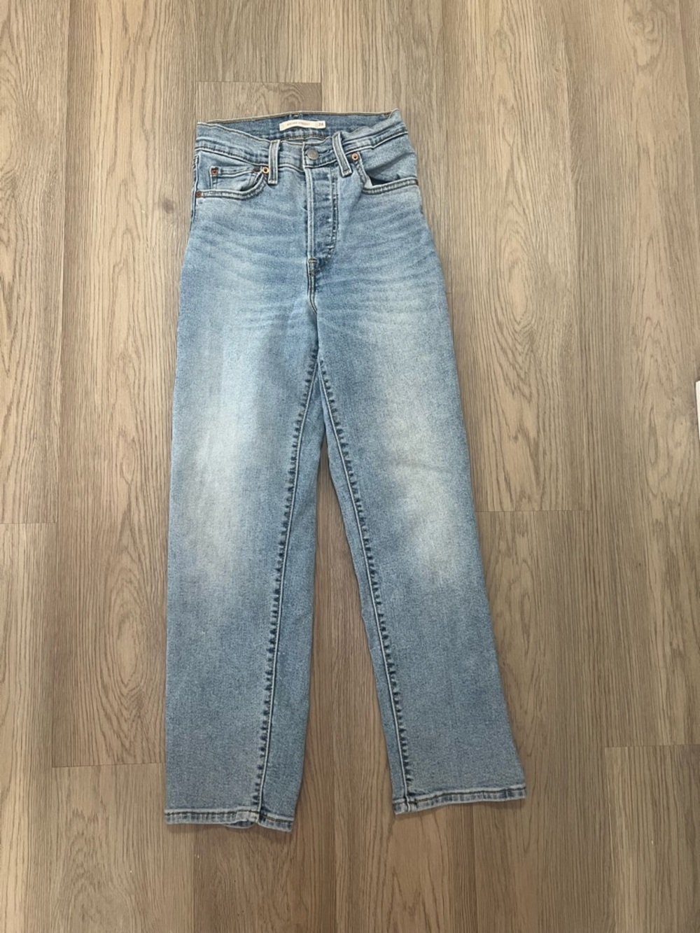 Levi’s Ribcage Straight Jeans Light Wash Button Fly High Rise Wonen’s 24 - Picture 2 of 12
